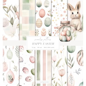 Frohe Ostern Seamless Papier: Frühlingsmuster, Pastell Hintergrund, Scrapbook Papier (Digitaler Download)