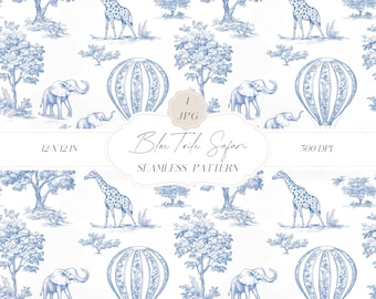Dusty Blue Chinoiserie Toile de Jouy Seamless Pattern, Pattern For Kids, Nursery Digital Paper, Digital Download Clipart for Papers, Fabrics