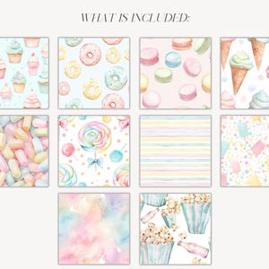 Watercolor Sweets Seamless Patterns, Pastel Candy Land Digital Paper ...