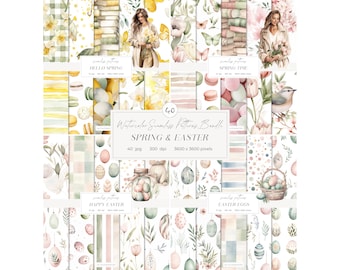 Spring Seamless Paper Bundle: Pastel Easter Patterns, Scrapbook Paper (Digital Download)