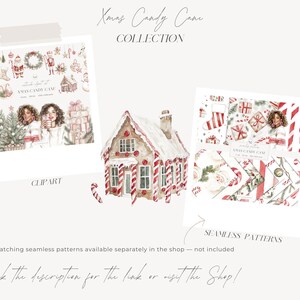 Gezellige kerst candy cane clipart: neutrale winter graphics, leuke kerst png, stickers illustraties (digitale download) afbeelding 11