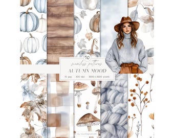 Aquarell Herbst Stimmung Seamless Digital Papier: Herbst Muster (Digitaler Download)