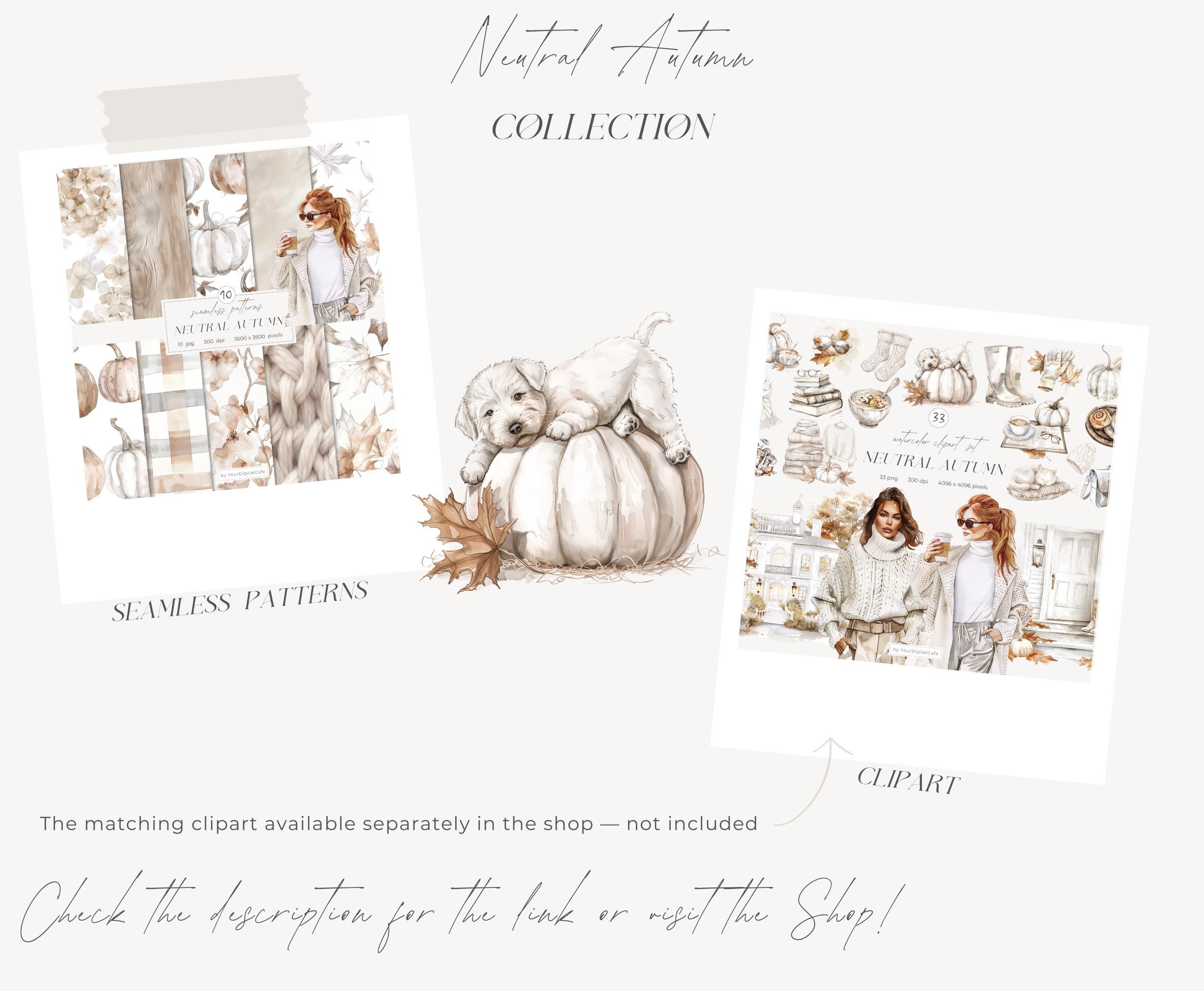 Watercolor Neutral Autumn Seamless Digital Paper: Cozy Fall Patterns ...