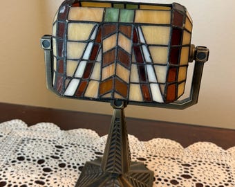 Vintage Tiffany Style Stained Glass Tealight Lamp