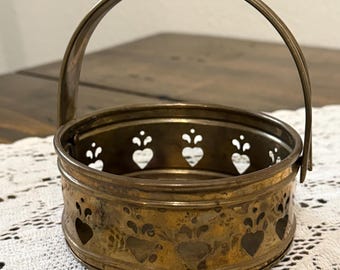 Vintage Brass Heart Trivet/Candle Holder