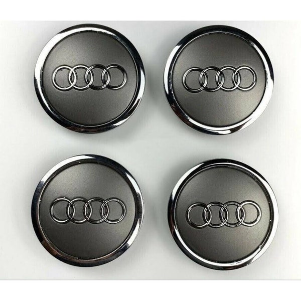 Set Of 4 Silver Grey Audi Alloy Wheel Hub Centre Caps Emblem Badges 68mm A3 A4 A5 A6