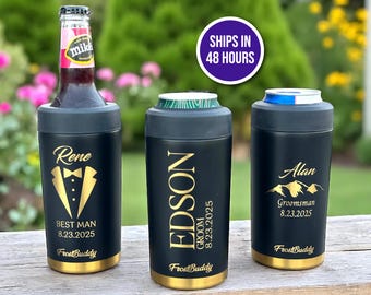 Groomsmen FrostBuddy Universal Buddy 2.0, Groomsman Gift Ideas Can Beverage Cooler Engraved Can Cooler Beer Can Holder Gifts Personalized