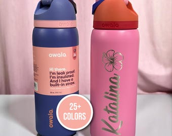 Engrave ANYTHING On Owala FreeSip Cup Tumbler 24oz 32oz 40oz Custom Text Name Laser Engraved Logo Personalized Customized Photo Mug Gift