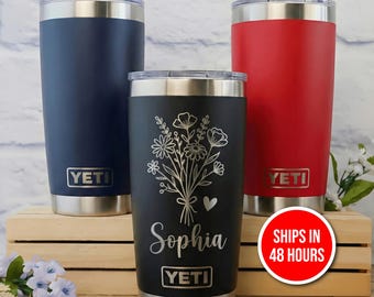 Engrave ANYTHING On YETI Rambler Mug Tumbler 20oz Custom Name Laser Engraved Logo Personalized Customized Photo Travel Mug Gift