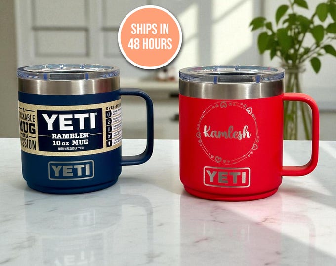 Engrave ANYTHING On YETI Rambler Mug Tumbler 10oz 14oz Custom Name Laser Engraved Logo Personalized Customized Photo Camping Fishing Gift
