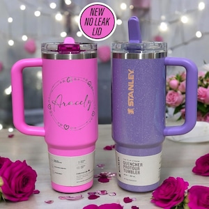 Customized Engraved Personalized Stanley Protour Pro Tour Flip Straw 30oz 40oz Cup Quencher Tumbler Custom Name Text Logo Birth Flower