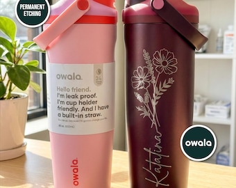 Engrave ANYTHING On Owala FreeSip Sway Tumbler 30oz 40oz Custom Text Name Laser Engraved Logo Personalized Customized Photo Birth Flower