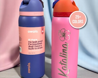 Engrave ANYTHING On Owala FreeSip Cup Tumbler 24oz 32oz 40oz Custom Text Name Laser Engraved Logo Personalized Customized Photo Mug Gift