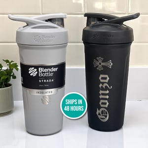 Engrave ANYTHING On Blender Bottle Strada Protein Shaker Cup 24oz Custom Text Name Laser Engraved Logo Personalized Customized Gym Gift