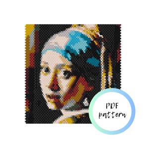 Vermeer pearl earring Pattern beadwork tapestry PDF PATTERN brick stitch