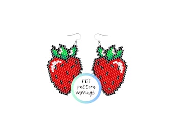 Strawberry beaded earrings PDF PATTERN brick stitch