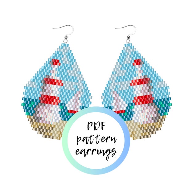 Sea lighthouse earrings PDF beaded pattern brick stitch