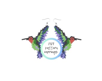 Kolibrie kralenoorbellen PDF PATROON steensteek colibri