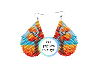 Fall beaded earrings PDF PATTERN brick stitch autumn forest