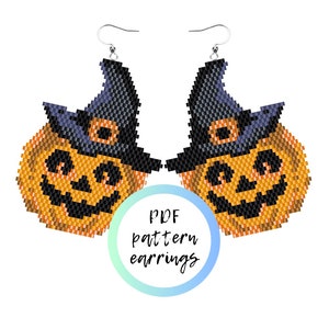 Pendientes de cuentas de calabaza de Halloween PATRÓN PDF