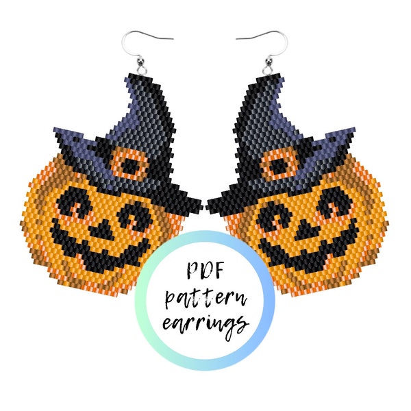 Halloween Pumpkin beaded earrings PDF PATTERN