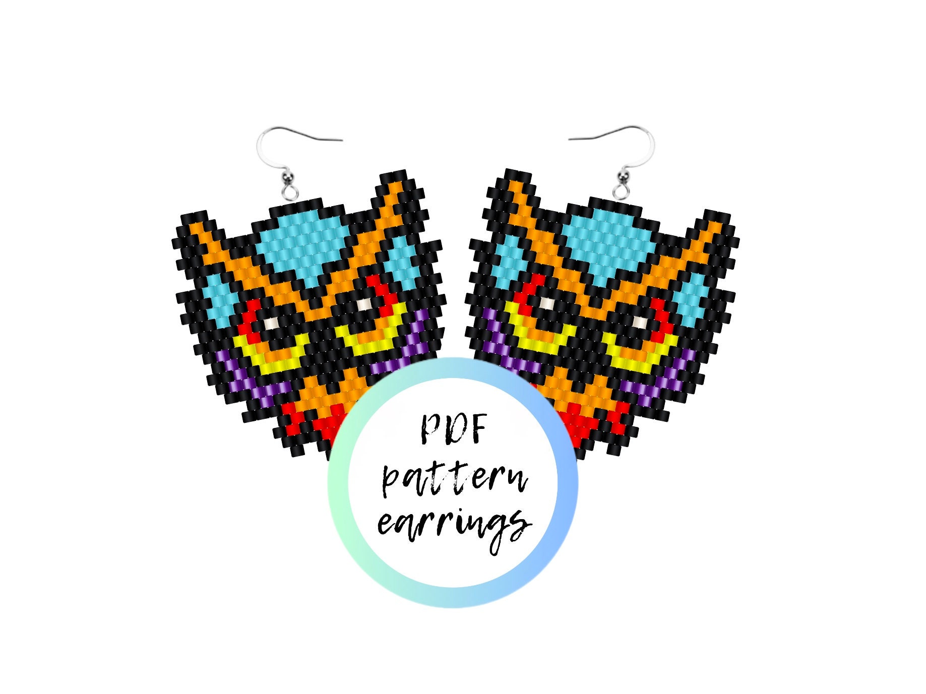 Owl beaded earrings PDF PATTERN brick stitch