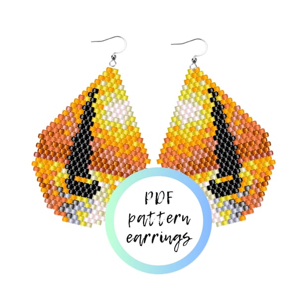 Sunset boat PDF beaded pattern brick stitch earrings