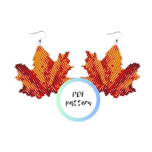 Herbst Perlen Ohrringe Ahornblatt PDF MUSTER ziegelmuster Kanada Ahorn