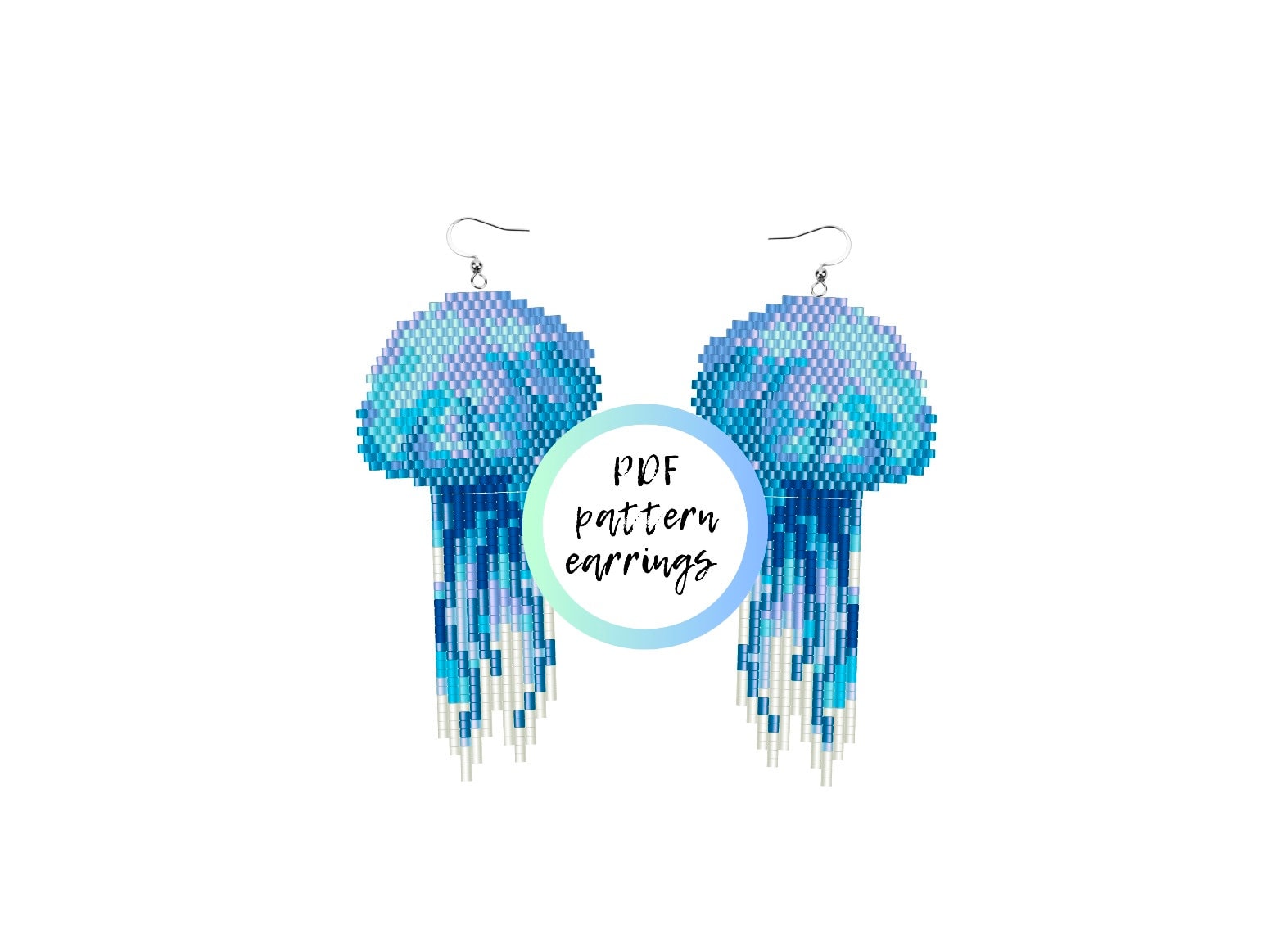 Beading Pattern and Tutorial Jellyfish Tassel and Jellyfish Lantern,  Jellyfish Pendant Beading Tutorial, Luminuos Jellyfish Beading Tutorial 