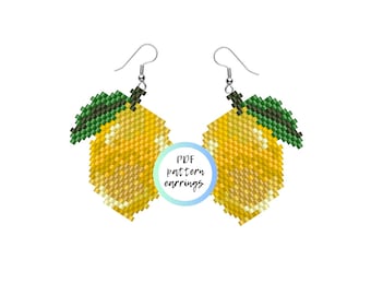 Lemon beaded earrings PDF PATTERN brick stitch