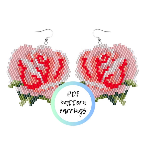 Rose earrings PDF beaded pattern brick stitch