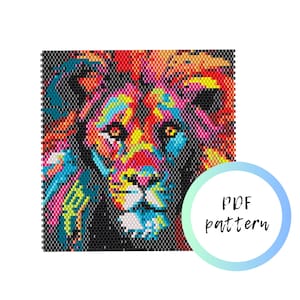 Patroon kralentapijt regenboog leeuw portret pdf PATROON steensteek