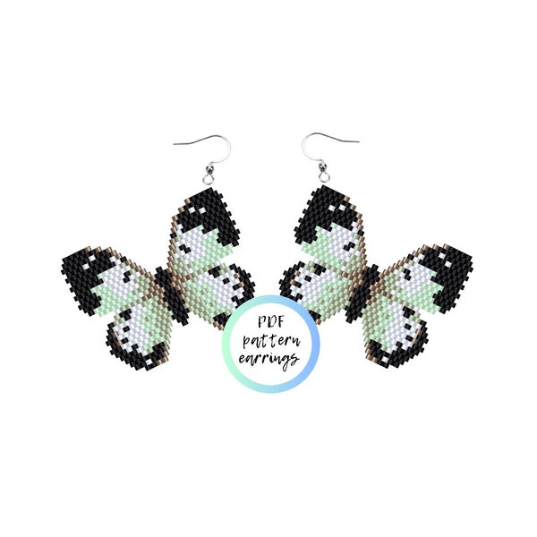 White Butterfly earrings PDF beaded pattern brick stitch