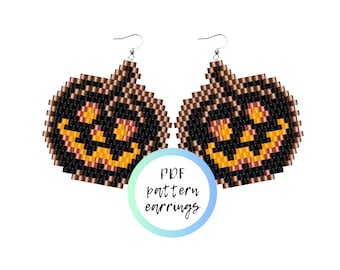Halloween Pumpkin beaded earrings PDF PATTERN