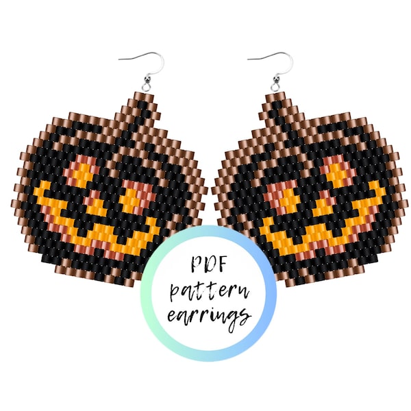 Halloween Pumpkin beaded earrings PDF PATTERN