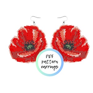 Könnte beinhalten: PDF-Muster für Perlenohrringe mit einem roten Mohnblumen-Design.