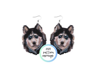 Husky beaded earrings PDF PATTERN brick stitch German shepherd  dog