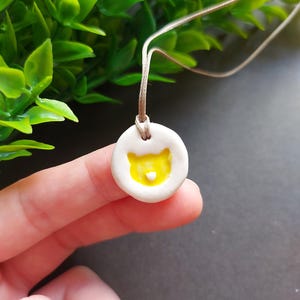Ceramic Cat Silhouette Necklace: Gift for Cat Lover