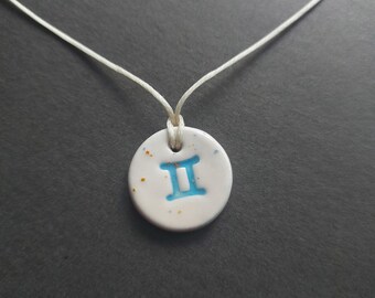 Gemini Zodiac Necklace: Handcrafted Gemstone Pendant