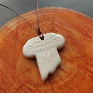 Ancient Greek Column Necklace – Ceramic Ionic Pendant, Boho Jewelry