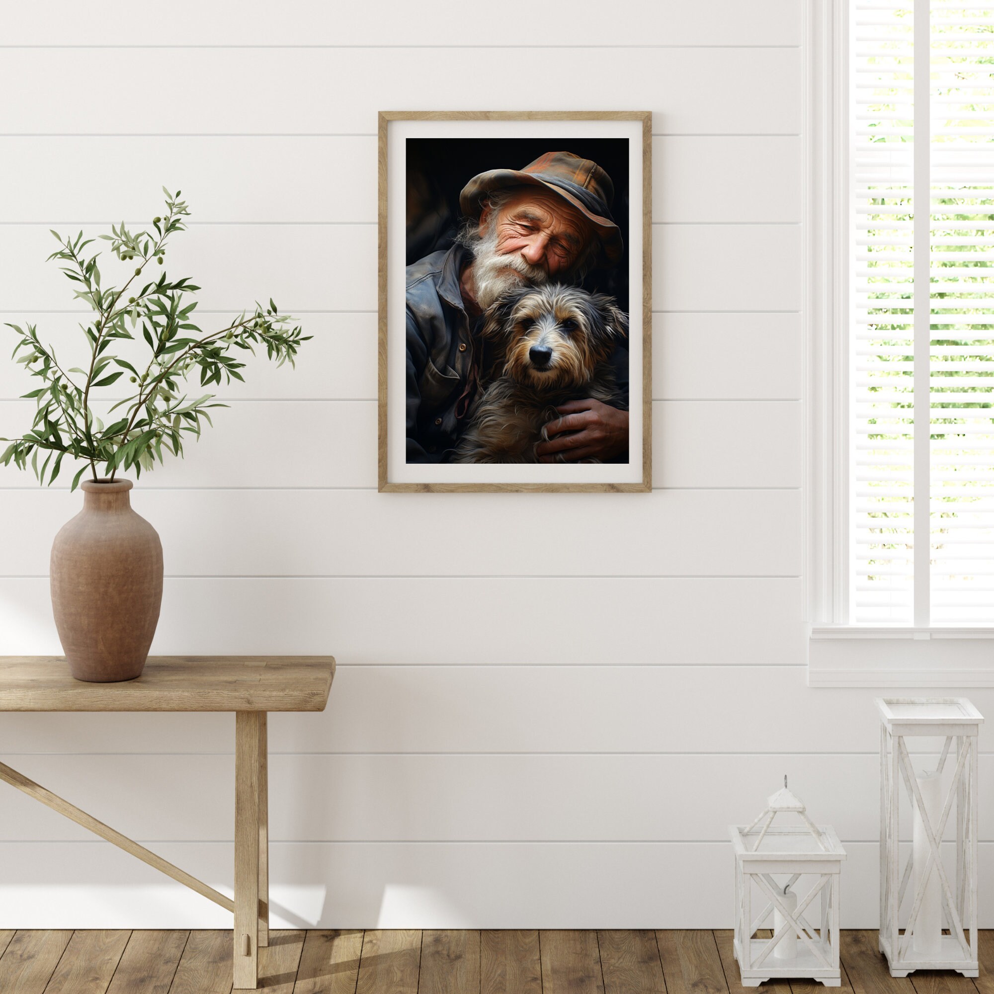 Old Man and His Dog Printable Wall Art, Instant Download,300dpi - Etsy