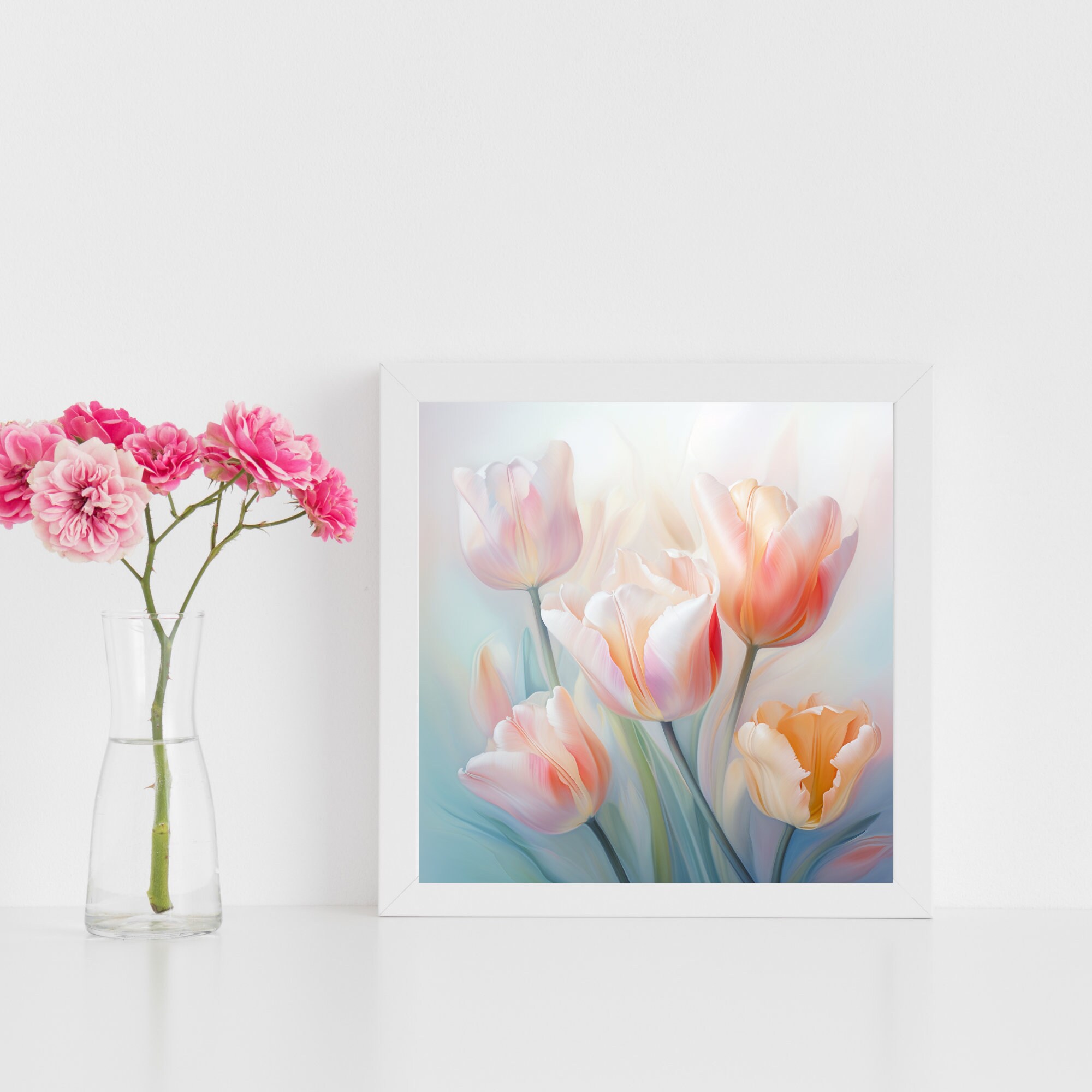 Printable Tulips Wall Art, Pastel Colors Floral Art, Instant Download ...
