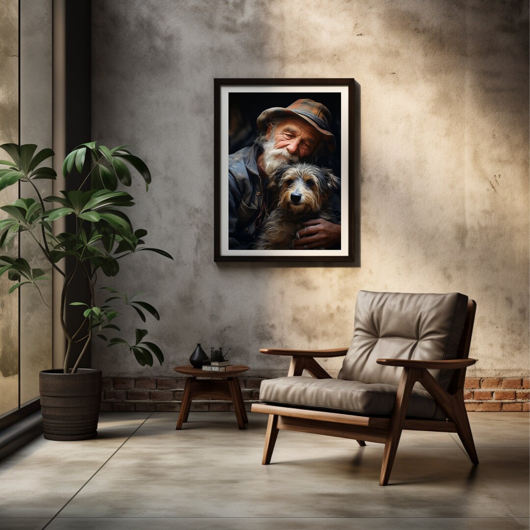 Old Man and His Dog Printable Wall Art, Instant Download,300dpi - Etsy