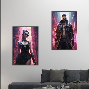 Cyberpunk fashion wall art set of 2 digital downloadable cyberpunk print