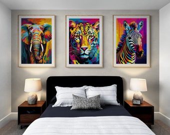 Pop art African wildlife wall art digital downloadable African art prints