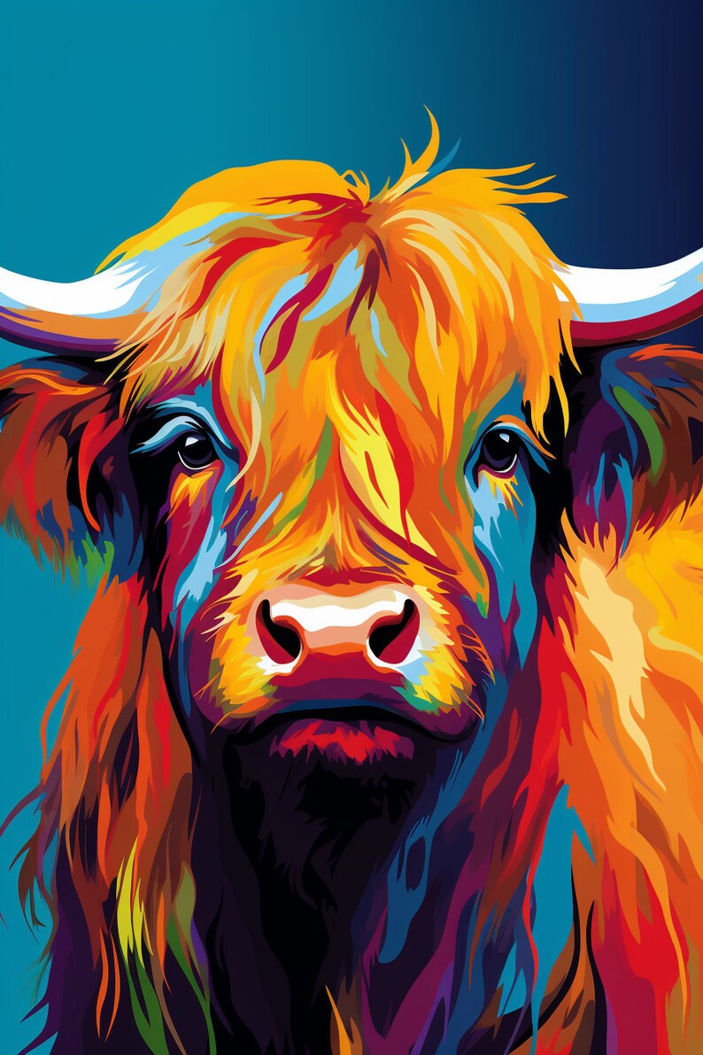 Highland Cow Pop Art Style Wall Art Digital Printable Art - Etsy UK