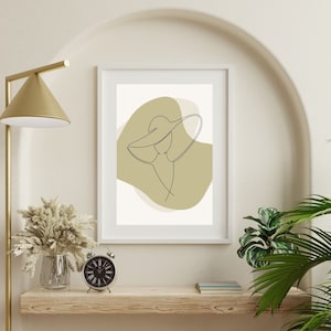 Femme Poster, Printable Digital PDF Poster, Printable Art, Abstract Art, Digital print, Feminine Power, Lady waers a hat