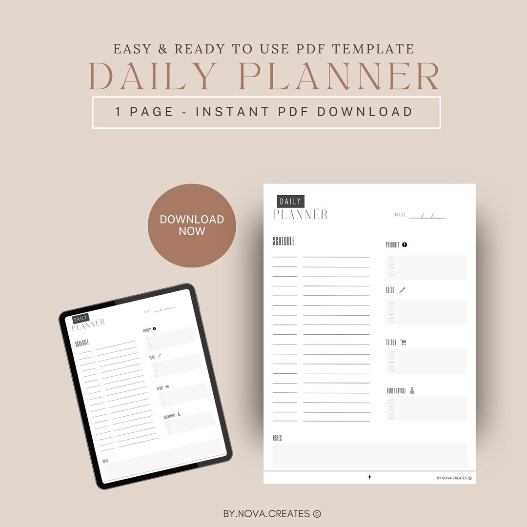 PRINTABLE DAILY Planner, Productivity Planner, Daily to Do List ...