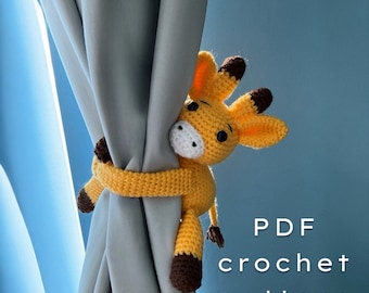 Giraffe Curtain Tie Crochet Pattern, Home decor crochet amigurumi pattern PDF