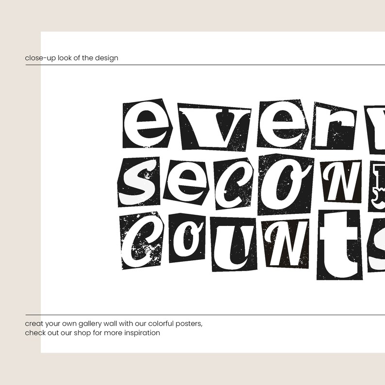 Every Second Counts Printable Wall Art Typography Poster the Bear Tv Show Maximalist Decor